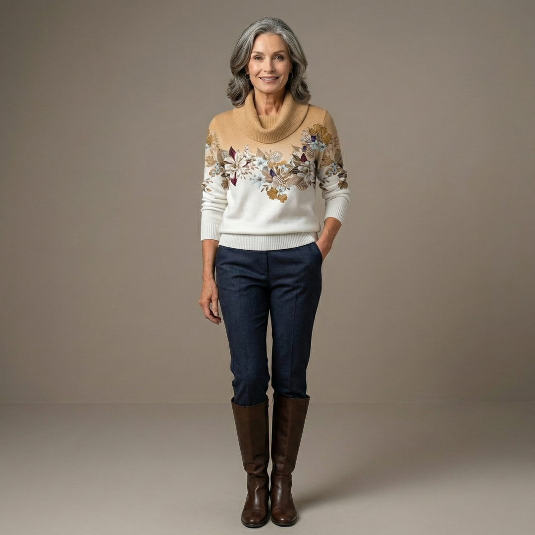 Amore | Maglione floreale con collo morbido