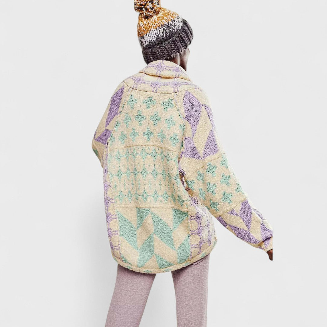 Portia - Cardigan vintage con colletto button down e manica lunga