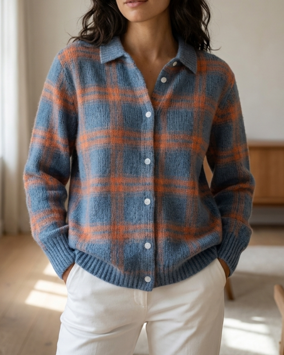 Victoria | Maglione Retro in lana artigianale con Contrasto Casual